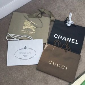 Chanel,Prada,Gucci,Burberry shopping bag bundle